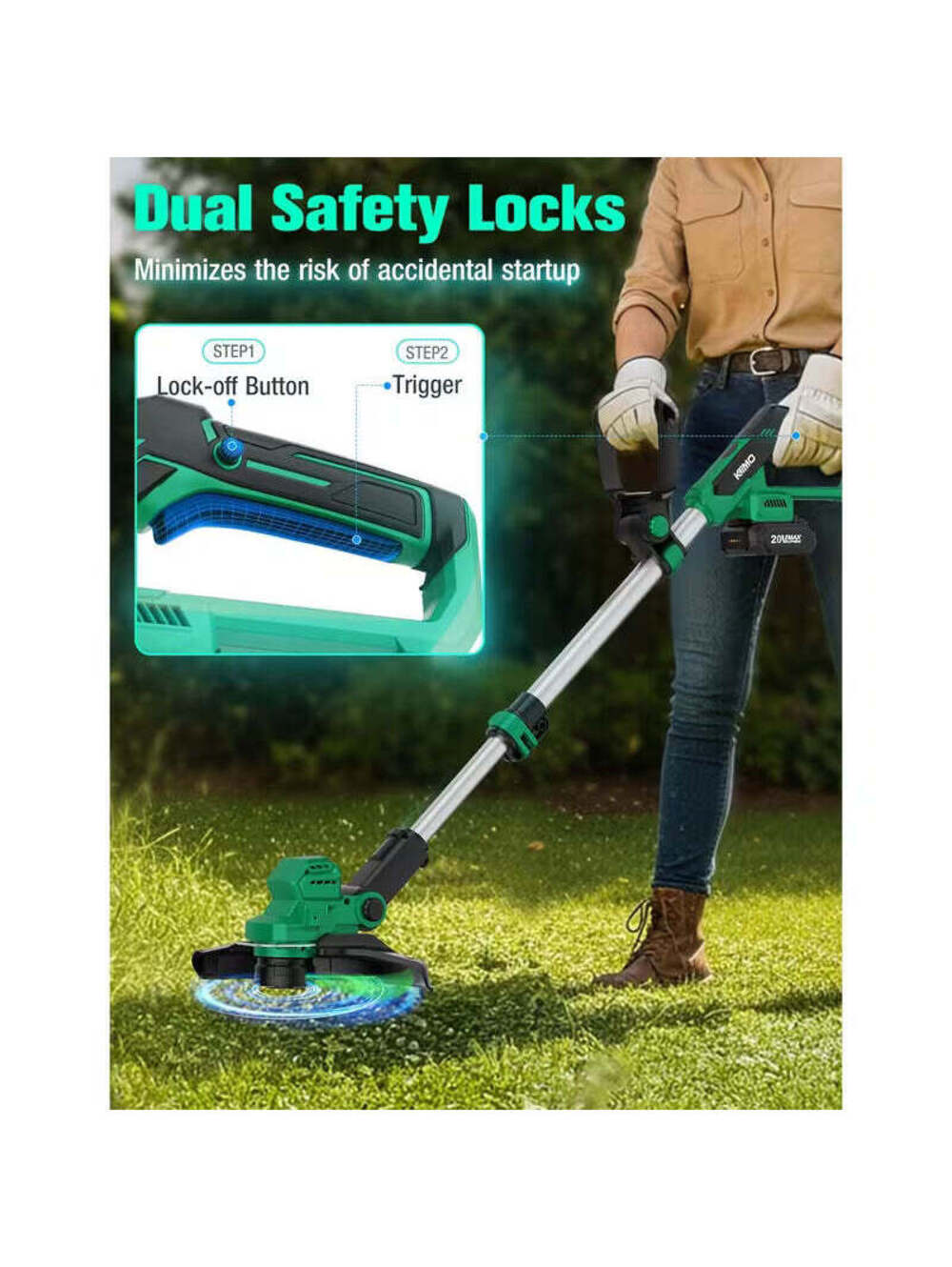 12-Inch Cordless Electric Weed Wacker, 2-in-1 String Trimmer & Edger
